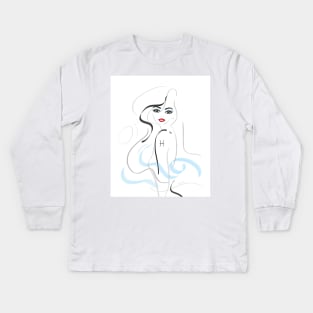 pisces zodiac sign minimalistic line art illustration Kids Long Sleeve T-Shirt